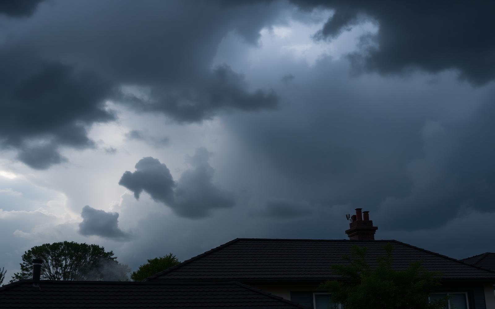 Storm clouds over roof